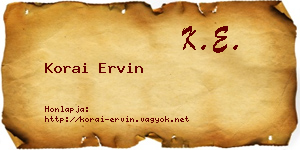 Korai Ervin névjegykártya